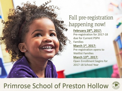 Fall Pre-Registration - Primrose Preston Hollow